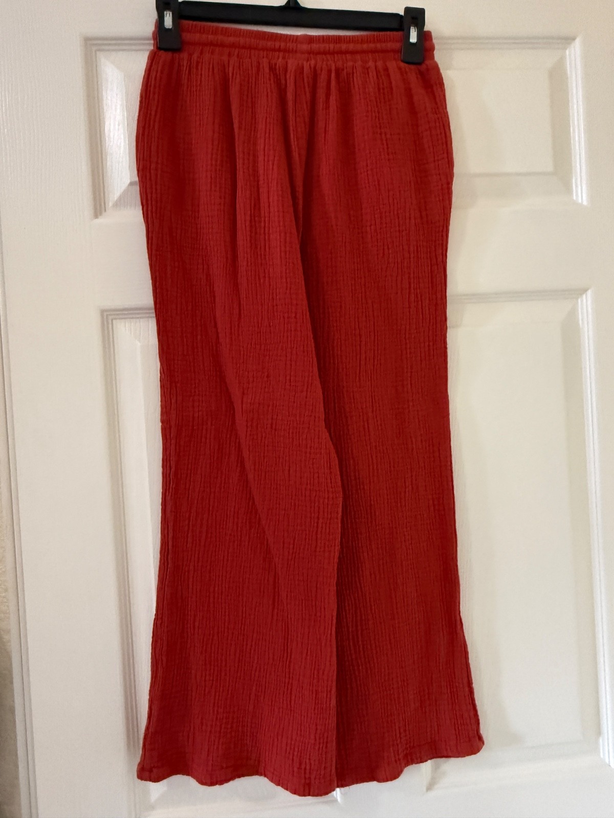 Sincerely Jules Red Gauze Wide Leg Pants Women’s Small Drawstring Cotton Pockets