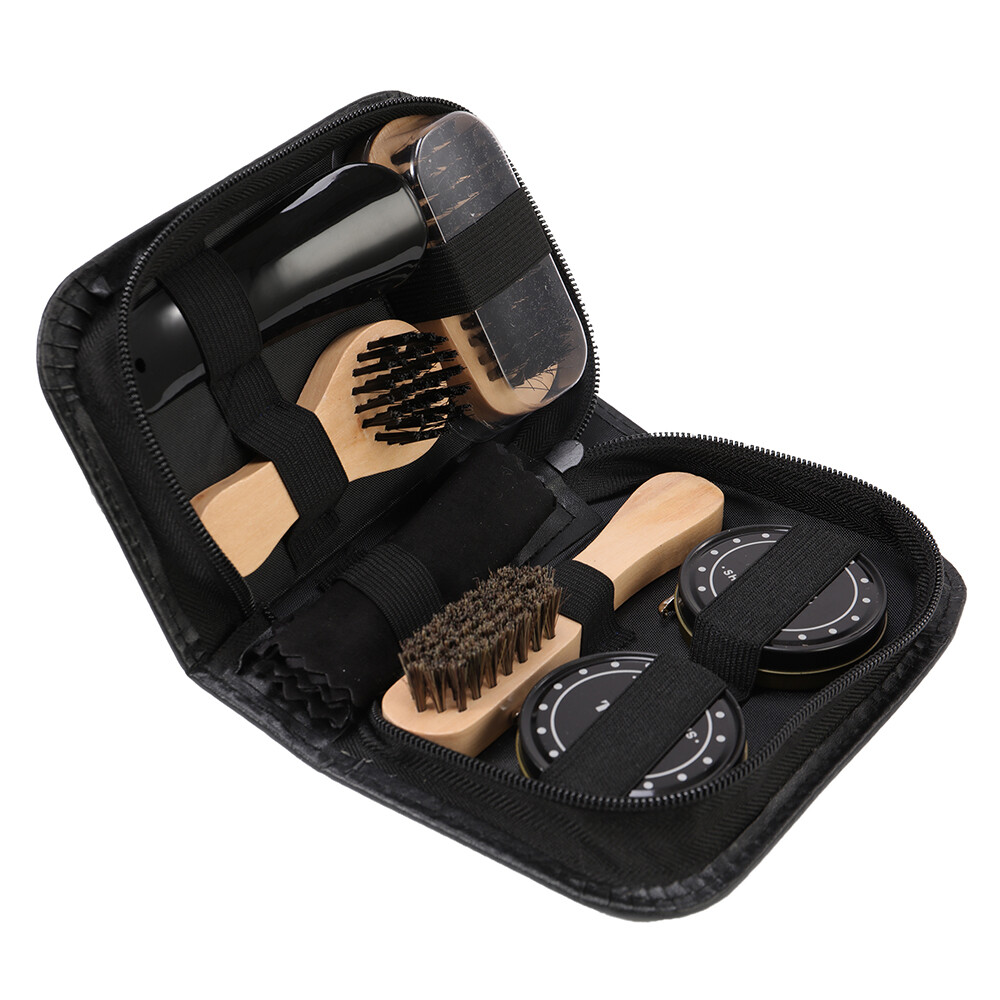Leather Boots Shoe Care Kit 3 Brushes Cleaner Polish Shine For Footwear