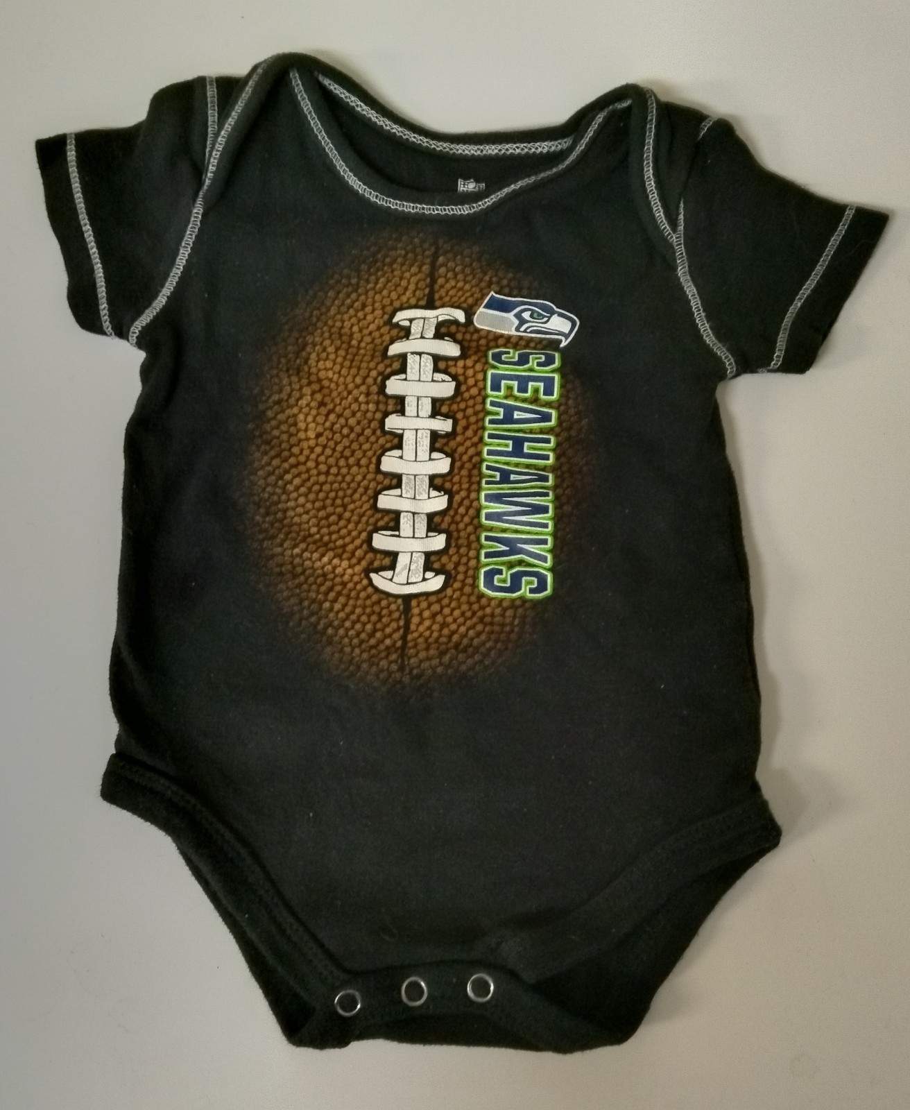 Qty 3 SEATTLE SEAHAWKS NFL One Piece Bodysuit Romper Size 6-9 Months 100% Cotton