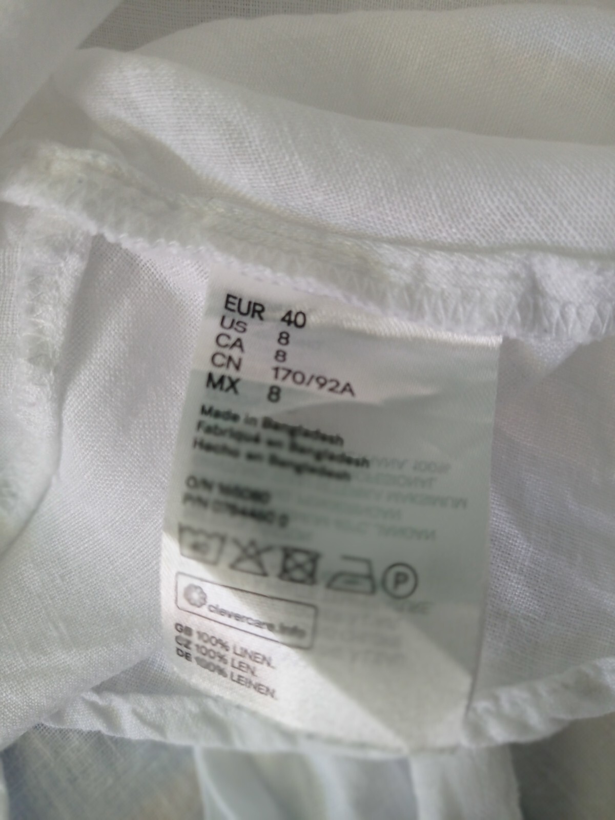 H&M Women’s White 100% Linen Wrap Blouse | Short Sleeve Size US 8
