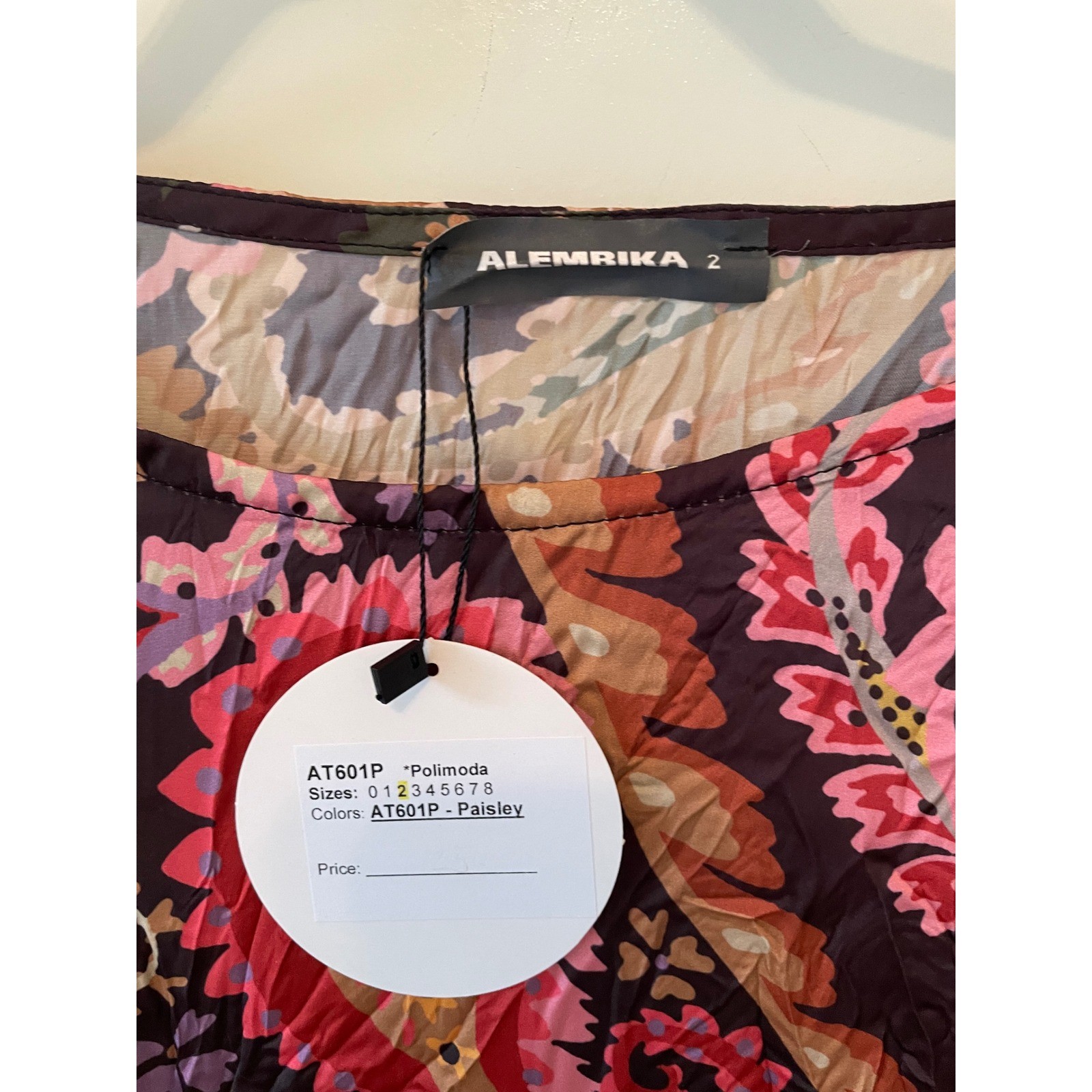 Alembika Size 2 (8-10) Jupiter Crinkle Tunic Top Paisley Sharkbite Hem
