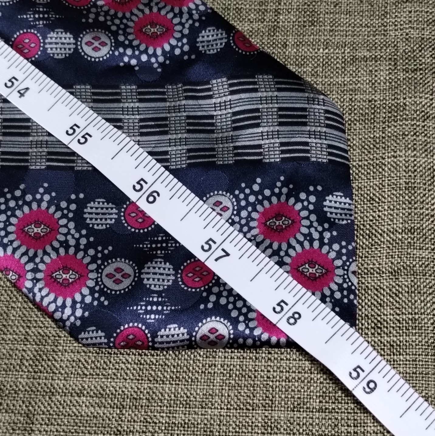 Vito Rufolo Handmade Silk Geometric Tie Blue Pink Gray Classic 57″-60″