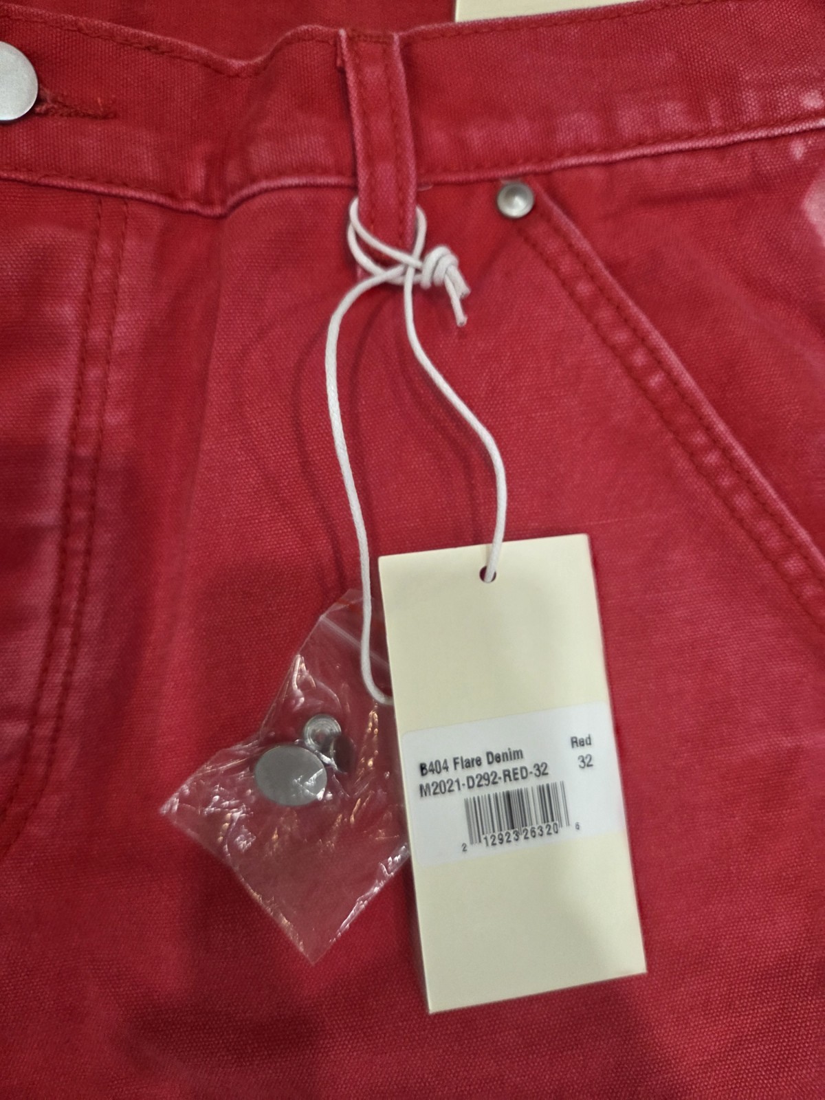 MNML NEW! Bright Red Button Fly Flared Leg Carpenter Jeans Sz 32