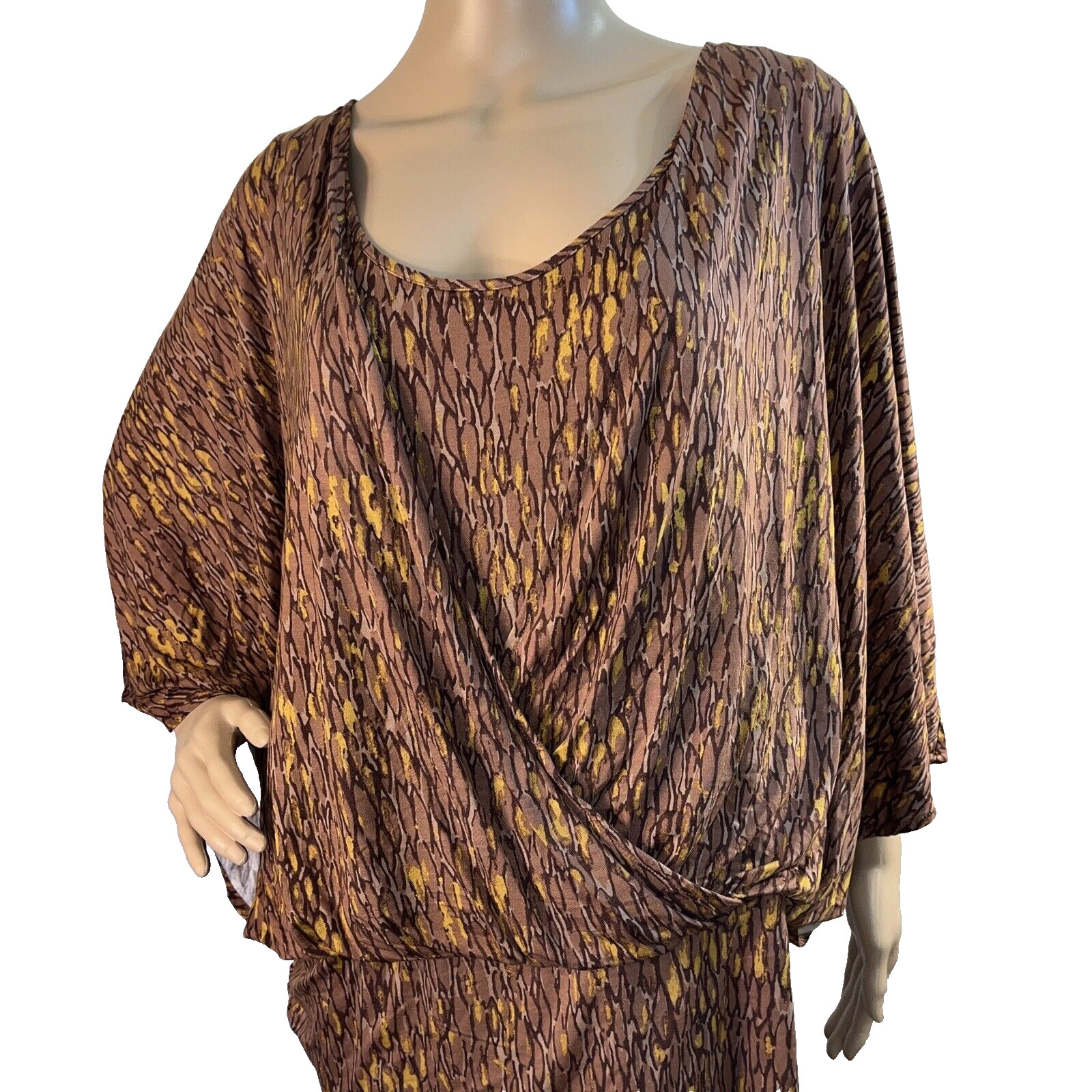 QVC Flowy Leopard Layered Tank & Cardigan Cape Jersey All Seasons Luxury