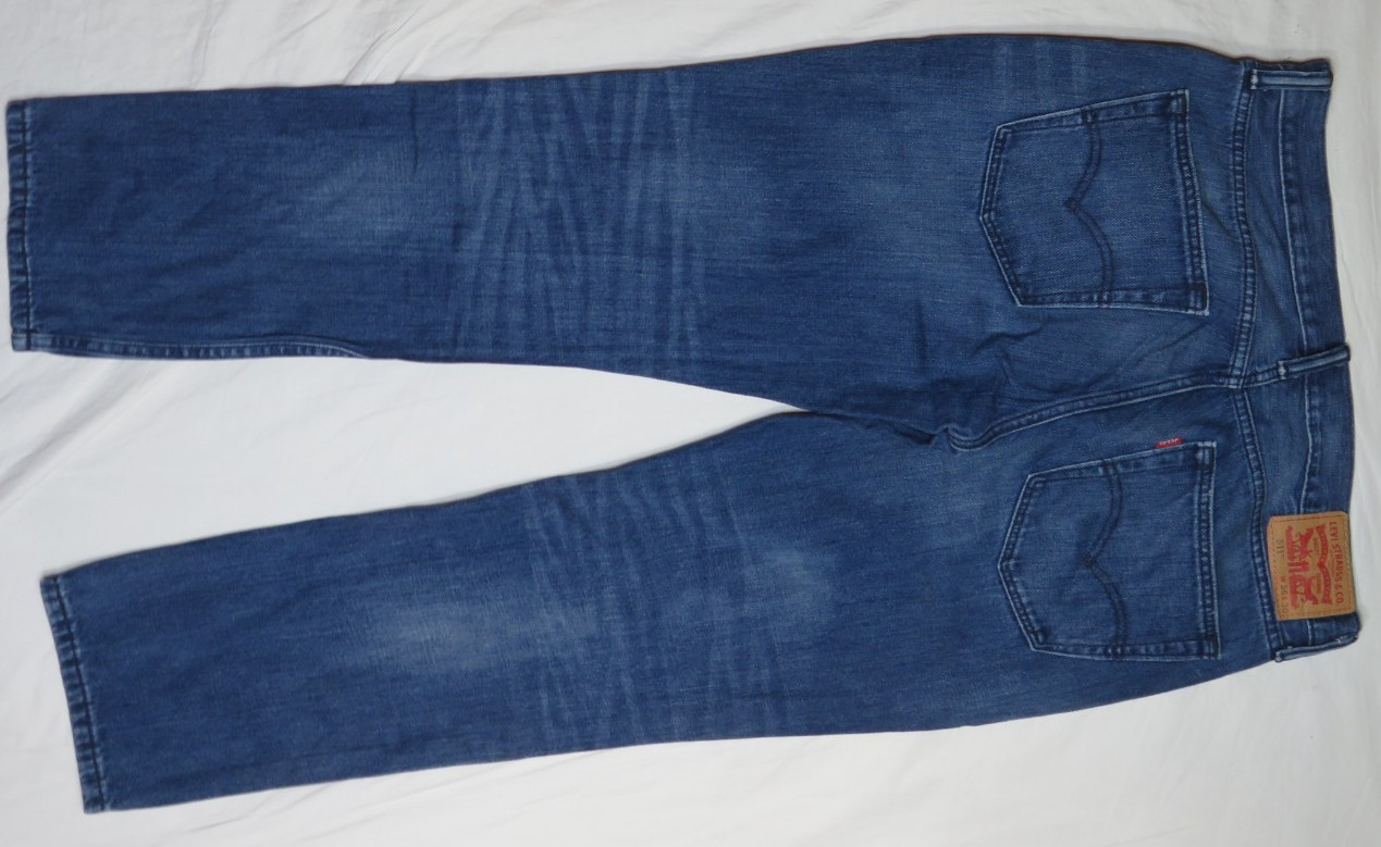 LEVIS MEN BLUE JEANS 511 36X30 SLIM TAPERED WATERLESS 100% COTTON DENIM DISTRESS
