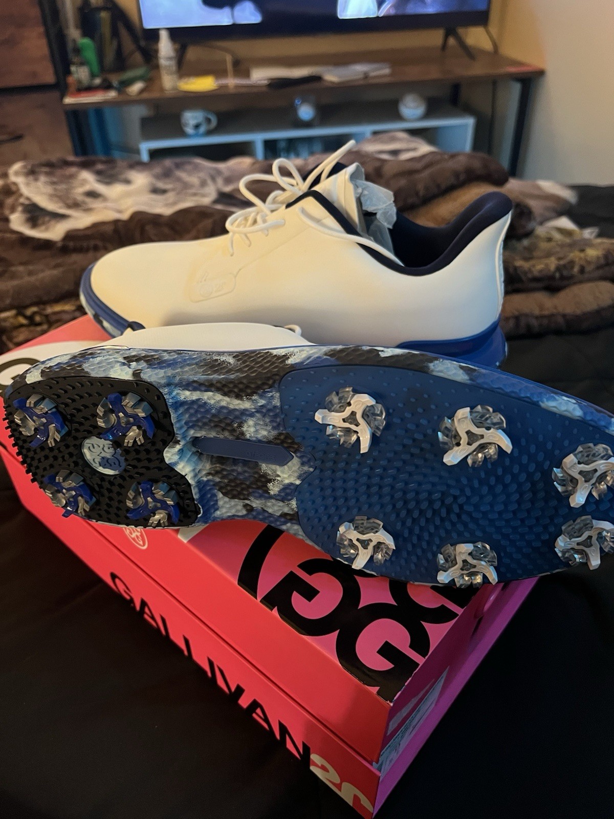 G/FORE Gallivan2R G/LOCK Camo Sole Golf Shoes Mens Size 9 White GMF00076