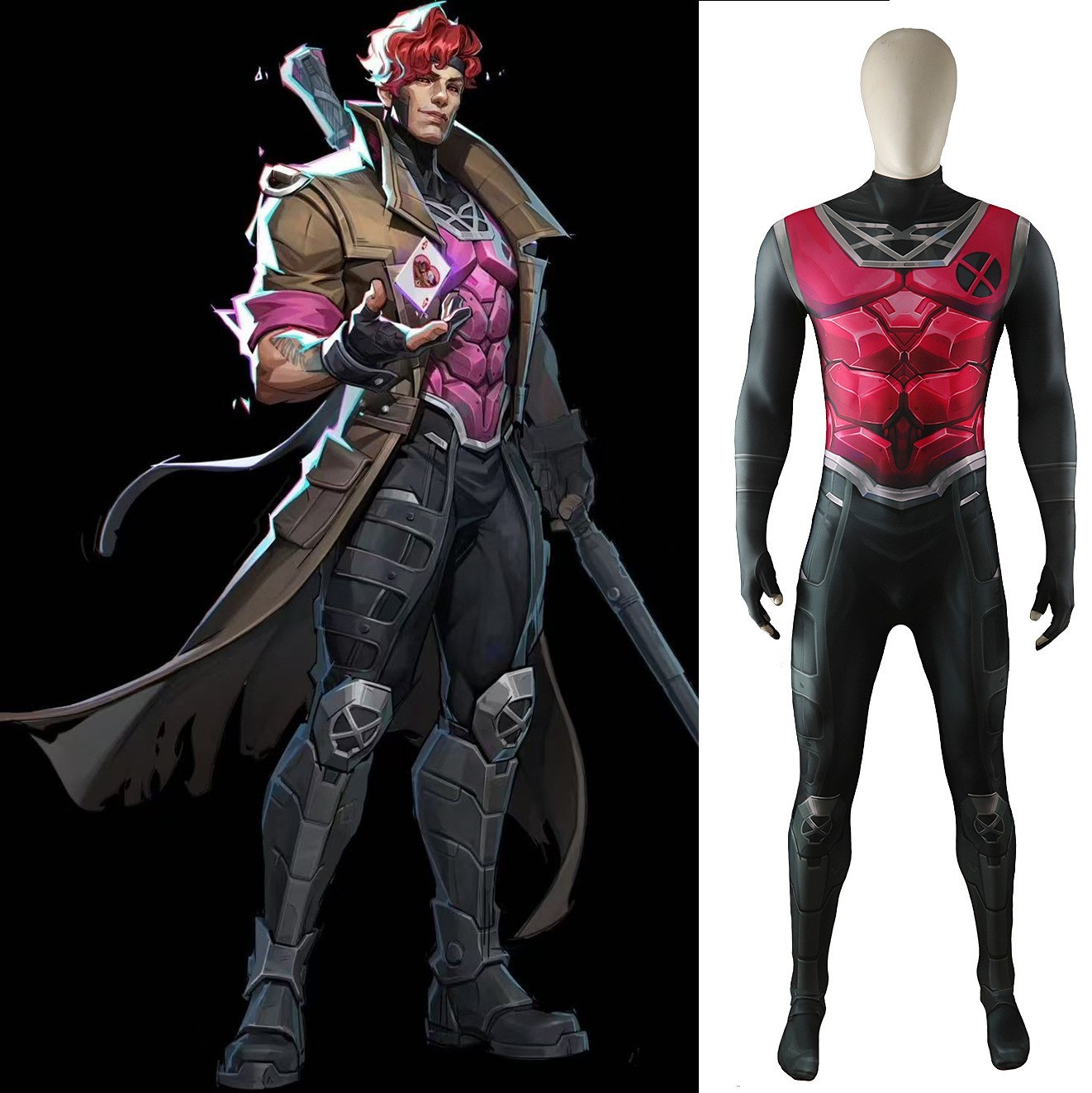The Gambit Jumpsuit Remy Etienne LeBeau Cosplay Costume Superhero Suit Halloween