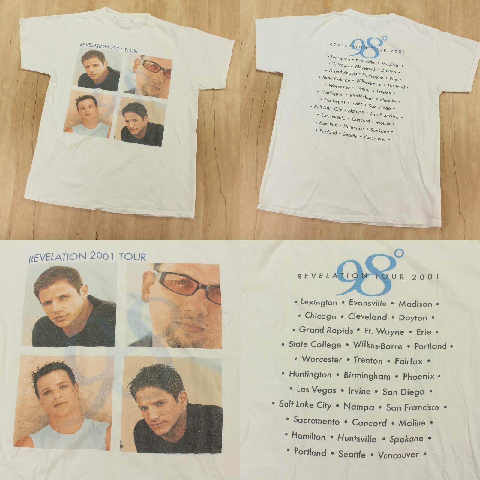 2 Sides 98 DEGREES REVELATION 2001 TOUR Shirt White Unisex S-5XL E2466