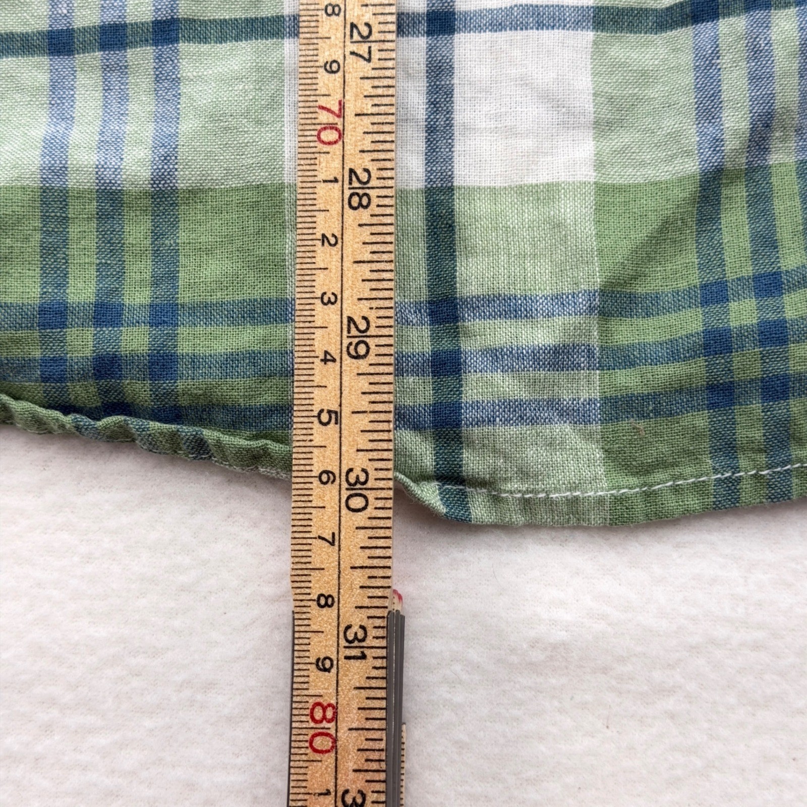 Weatherproof Vintage Washable Linen Plaid Short Sleeve Shirt Men XXL Green