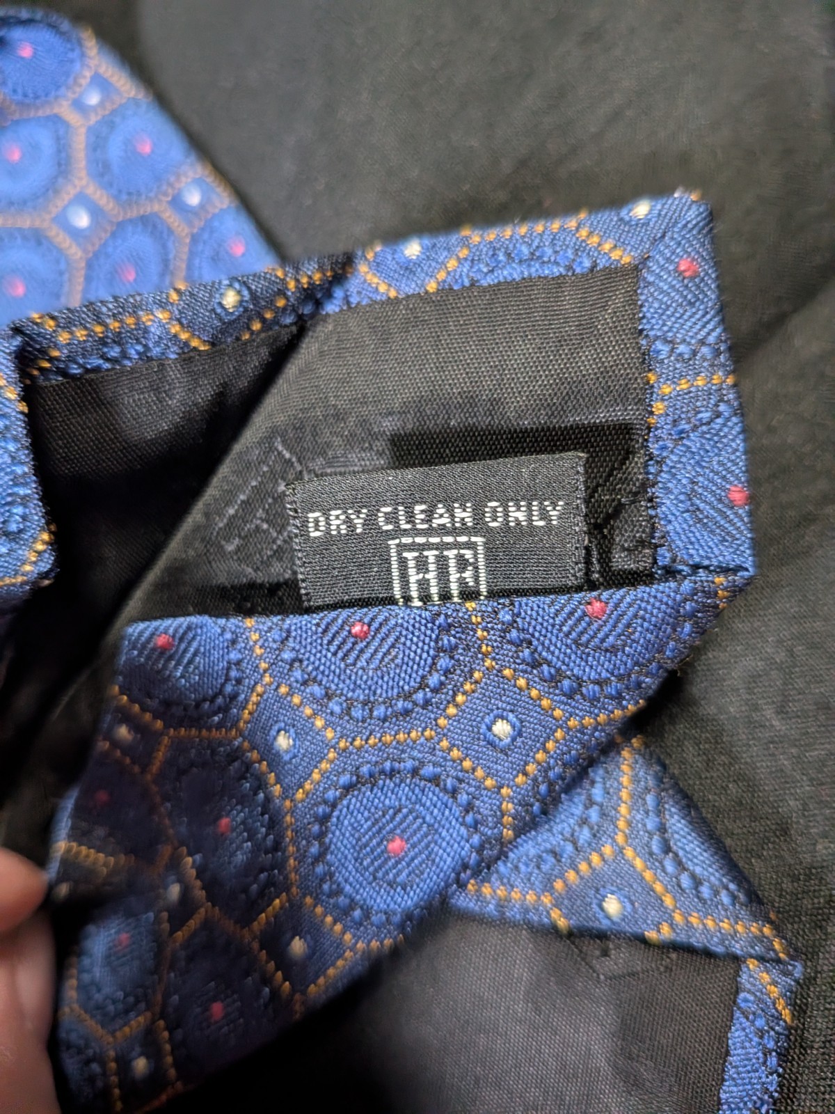 Hickey-Freeman Collection Men’s Jacquard Silk Geometric Tie Blue/Gold Italy