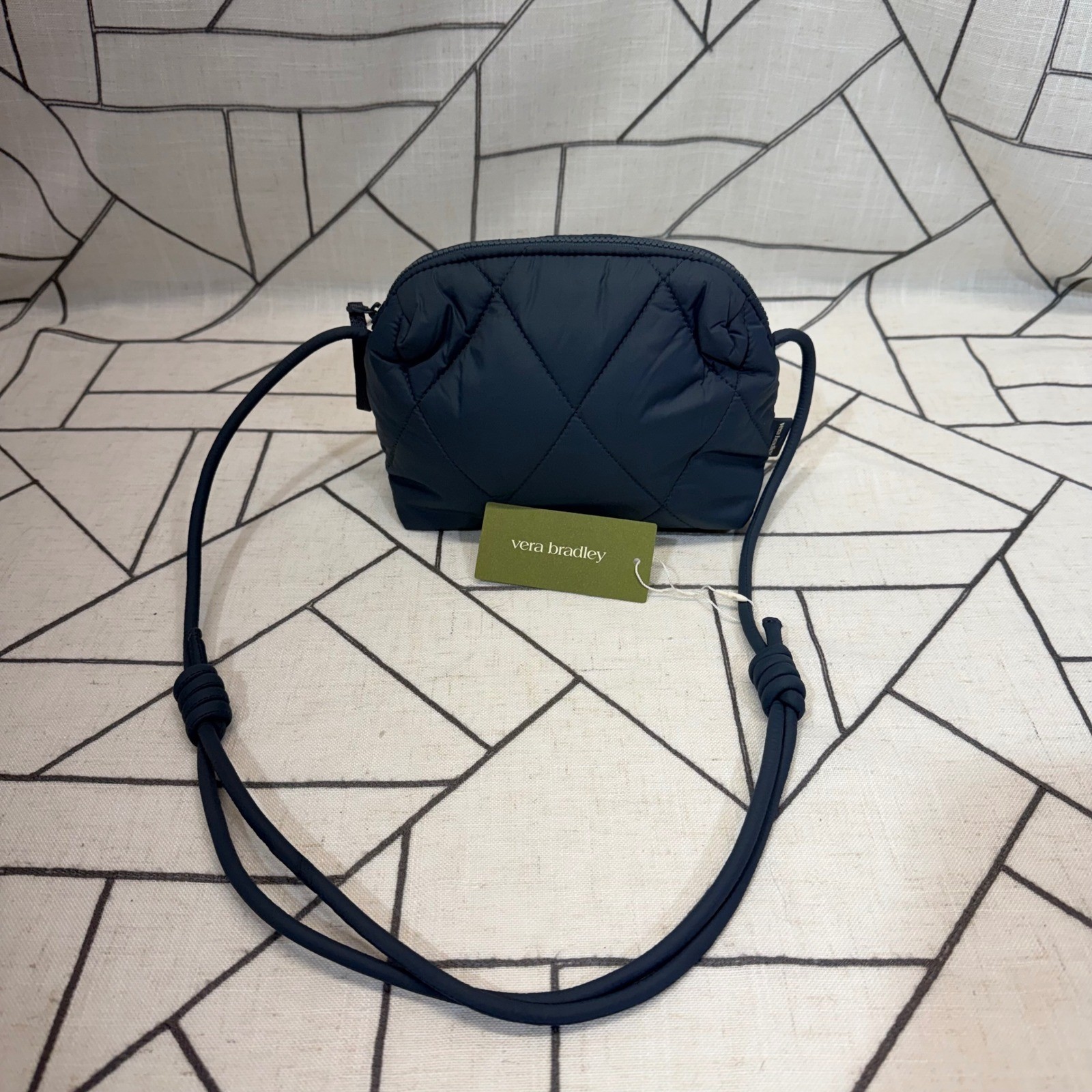 Vera Bradley Crossbody Bag Small Navy Blue Quilted Performance Knotted Strap NWT