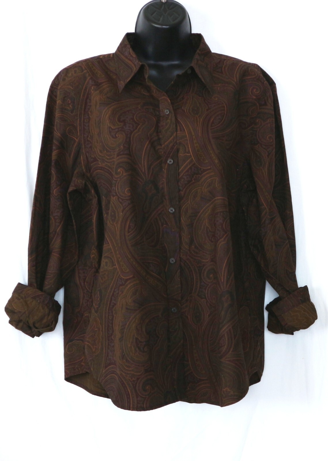 CHAPS Brown Paisley Print Blse 46 In Chest 27.5 In Lng Sz XL EXC