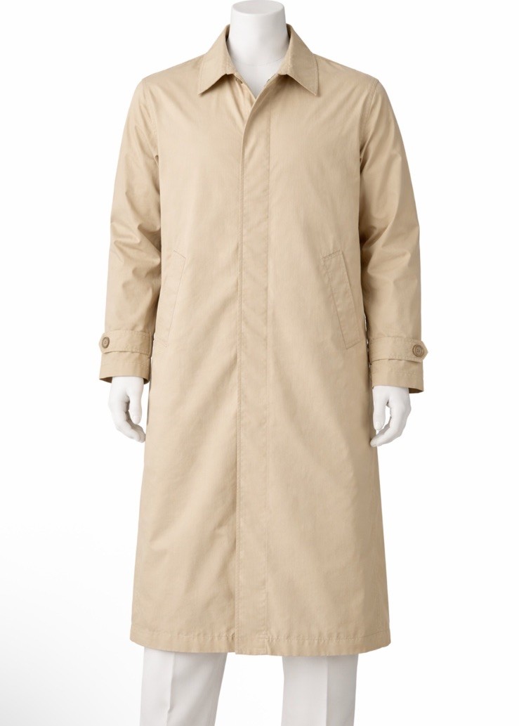 Vintage LL Bean Trench Rain Coat Mens Large Khaki Long Chin Strap Made USA 80s