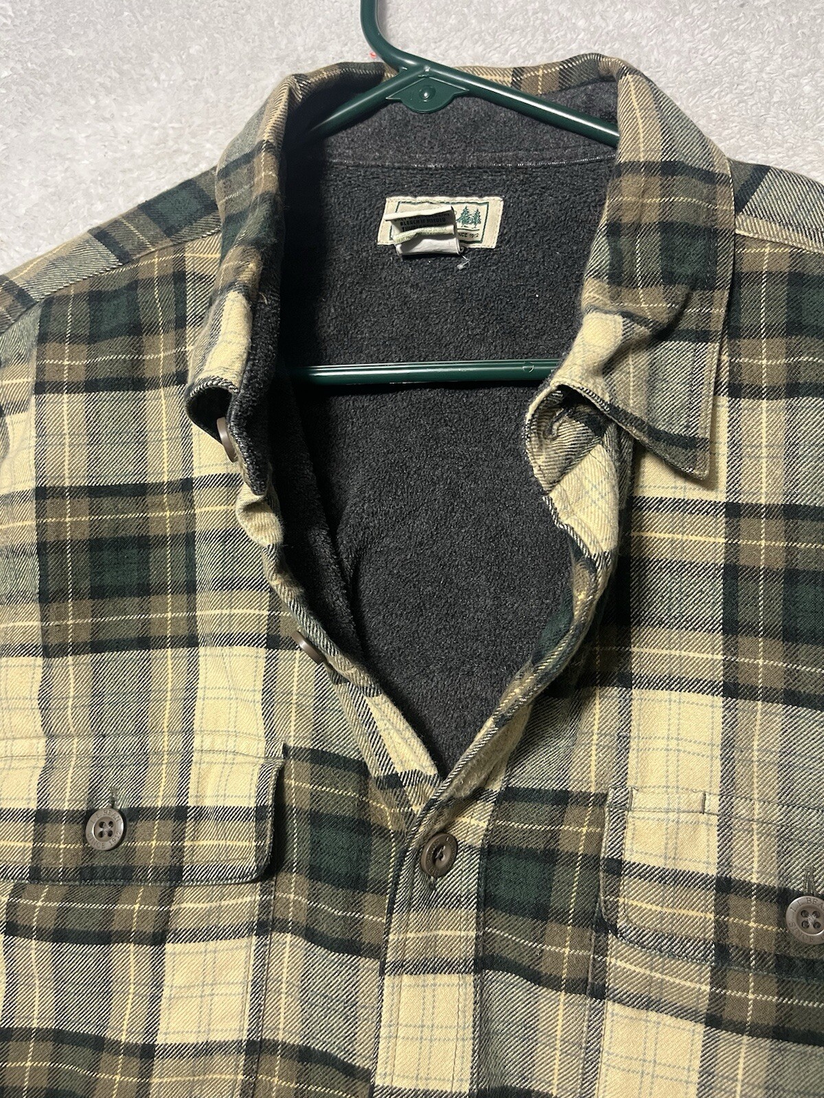 Vintage LL Bean Jacket Mens L Tall Plaid Flannel Shacket Fleece Lined Button Up.