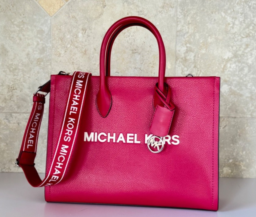 Michael Kors Mirella Medium East West Tote Satchel Shoulder Bag Dark Raspberry