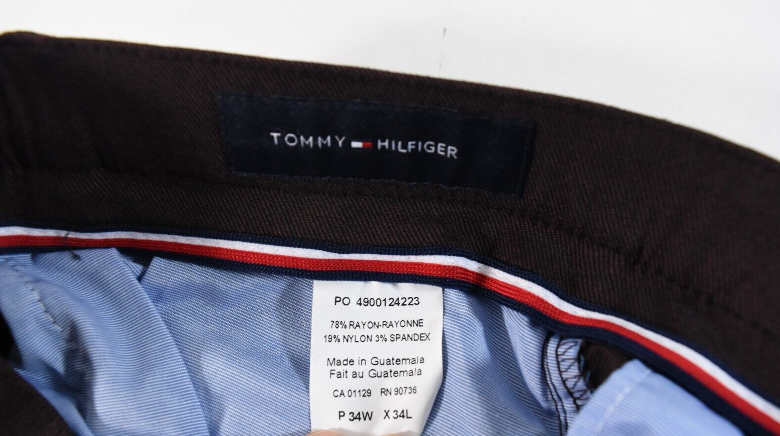Tommy Hilfiger Mens Pants New 36 x 32 Burgundy Red THFlex Flat Front Stretch