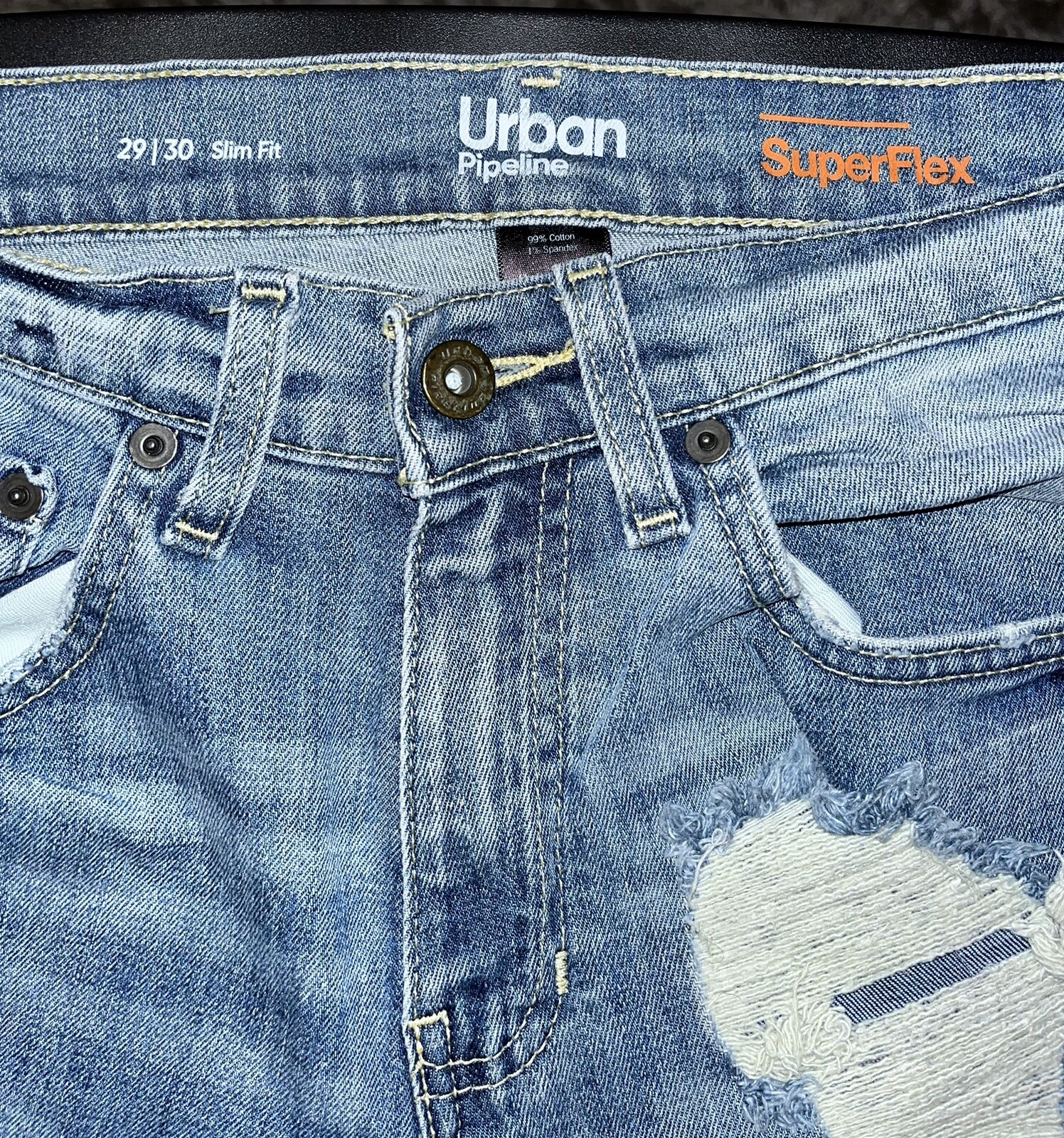 Urban Pipeline Skinny Jeans Teens Size 29 x 30 Blue Cotton Slim Fit Ripped