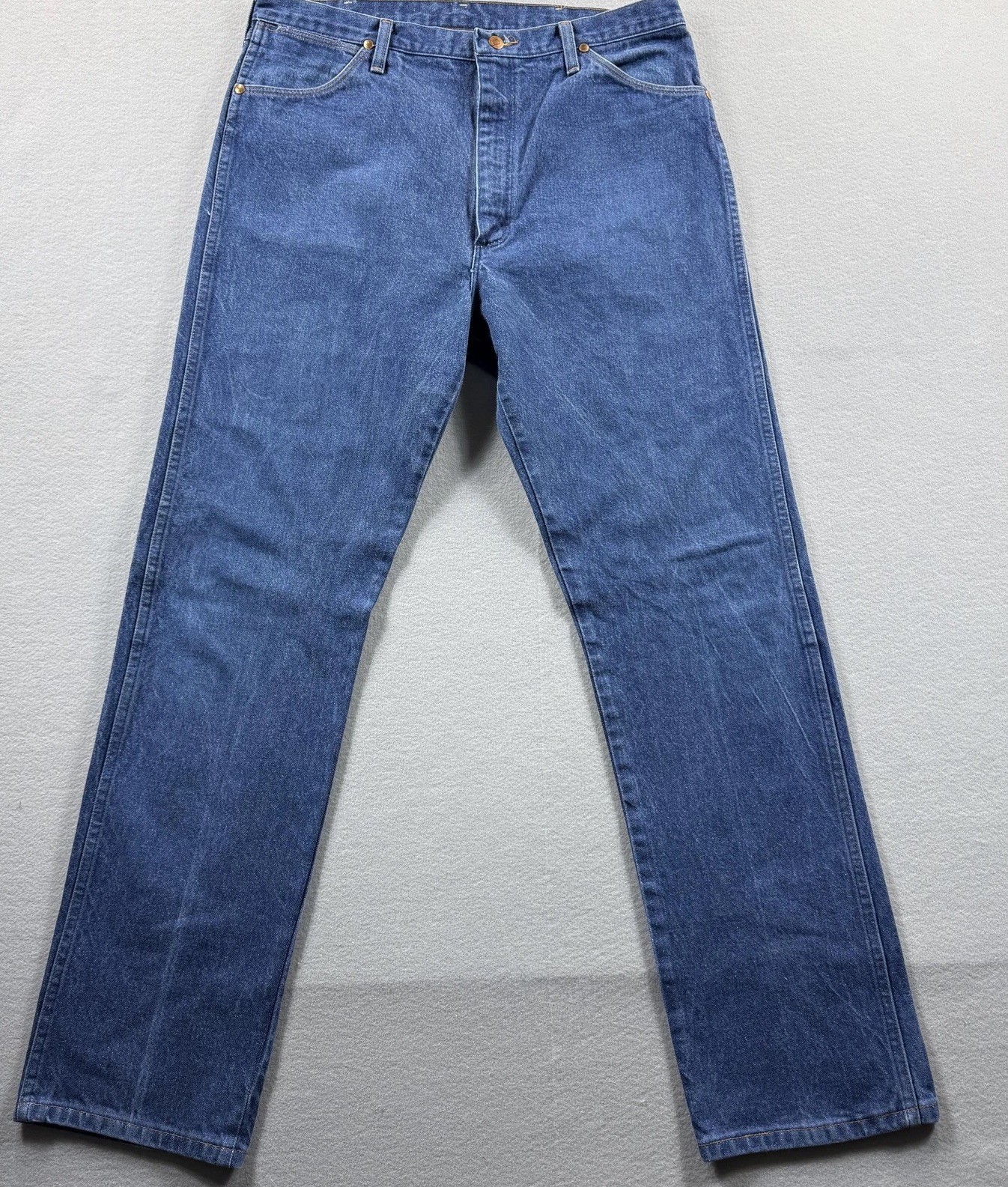 Wrangler Cowboy Cut Jeans Mens 38×34 (36×33) Blue Medium Wash Straight Leg Denim