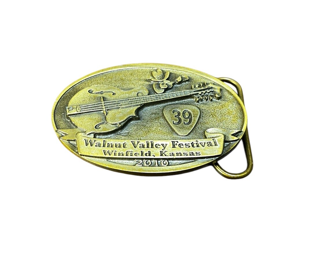 Walnut Valley Festival Winfield Kansas 2010 Brass Belt Buckle Limited Edition