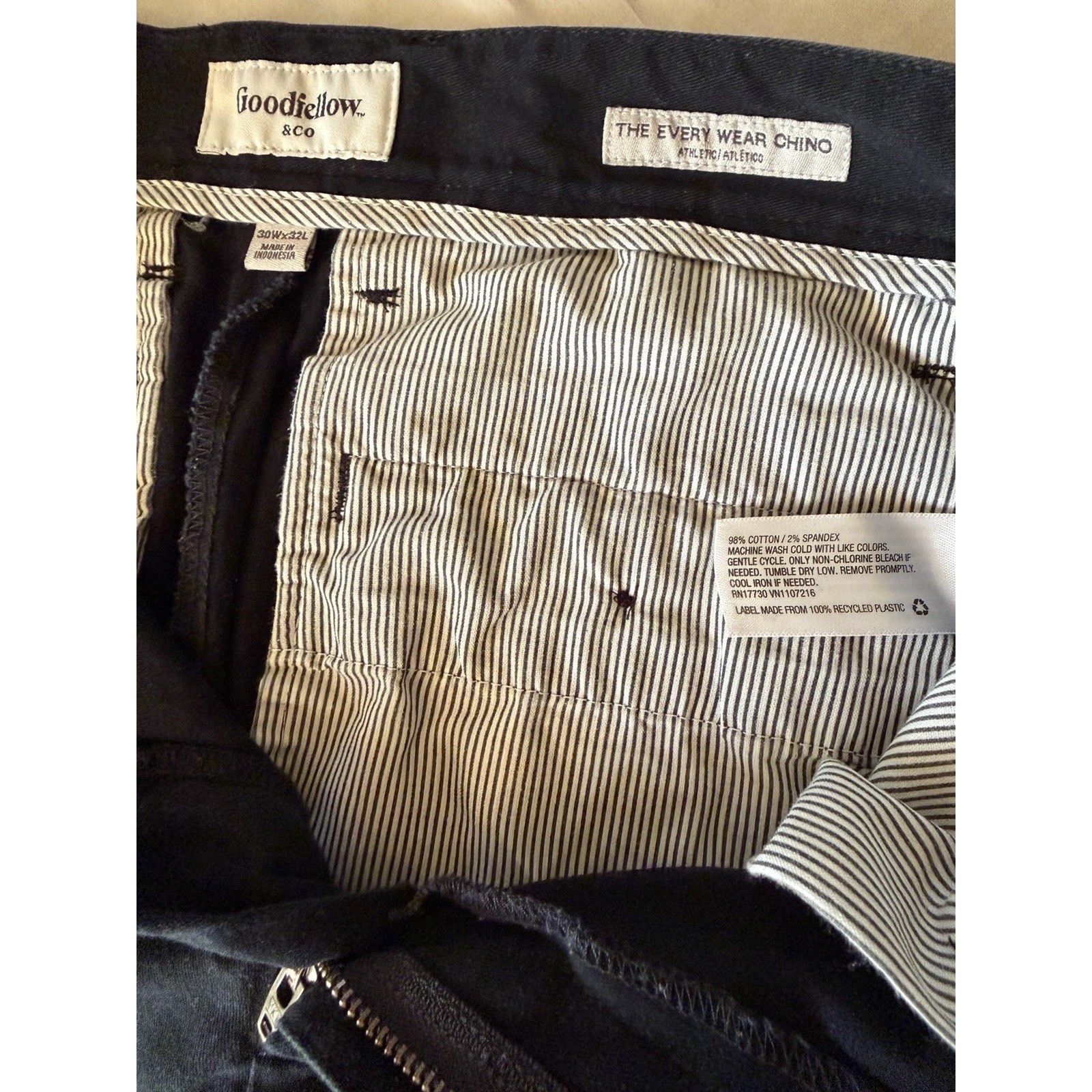 Goodfellow & Co Every Wear Chino Pants Mens 30×32 Black Athletic Fit Stretch