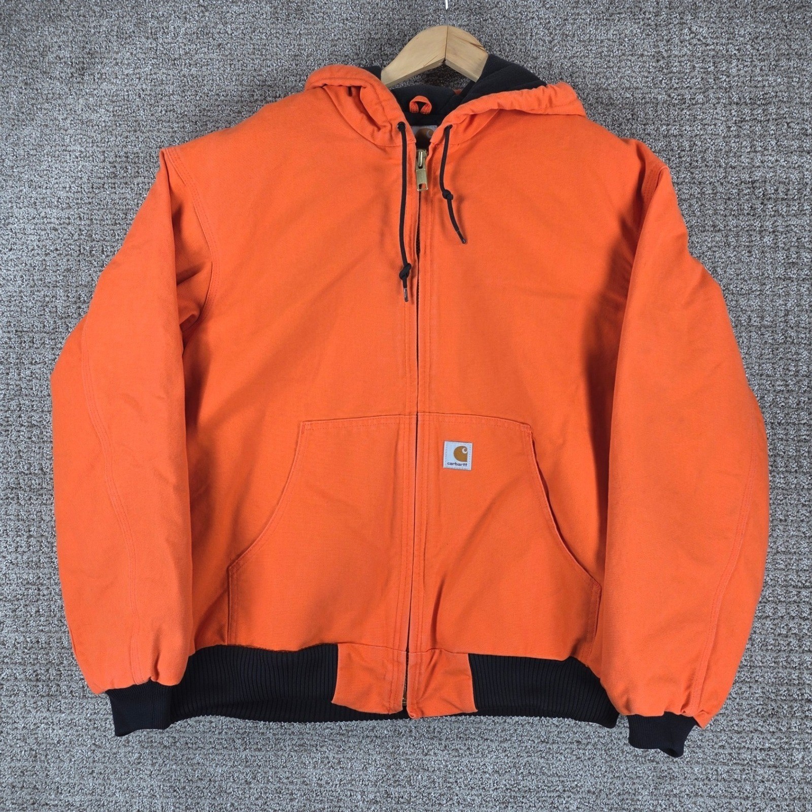 Carhartt J140 BLZ Blaze Men XL Orange Quilt Lined Hooded Jacket Active Work Coat