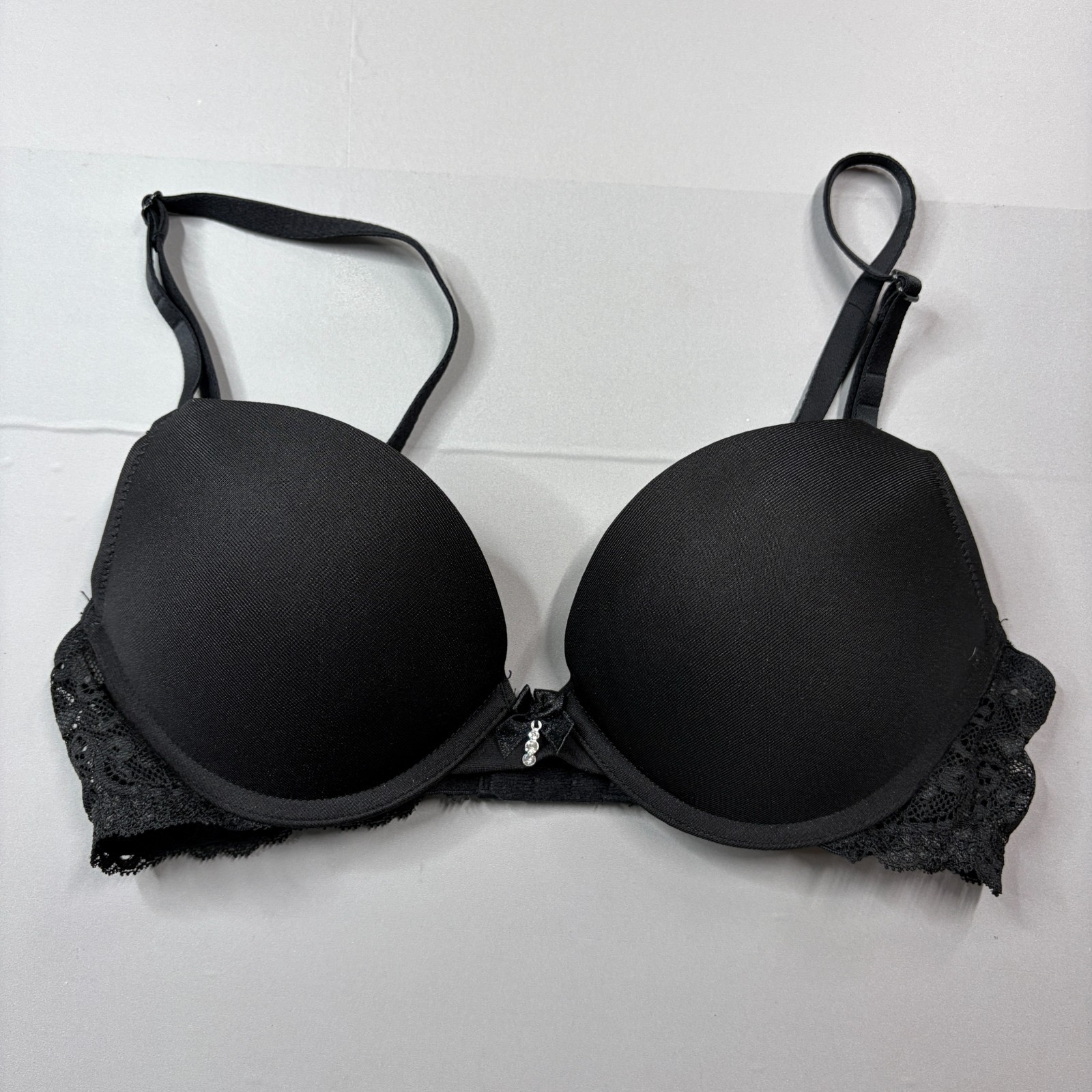Smart & Sexy Push Up Bra 32B Add 2 Cup Sizes Black Padded Underwire Adjustable