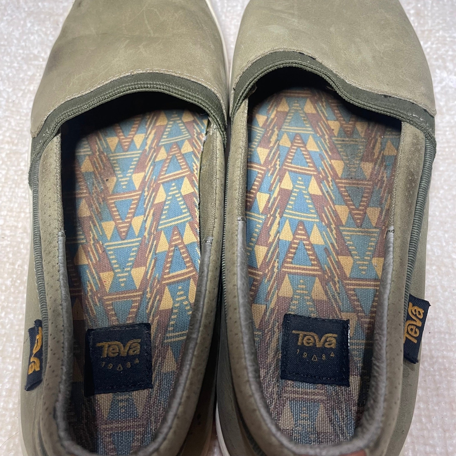 Teva Willow Green Olive Nubuck Slip On Shoes SIZE 6.5 LEATHER