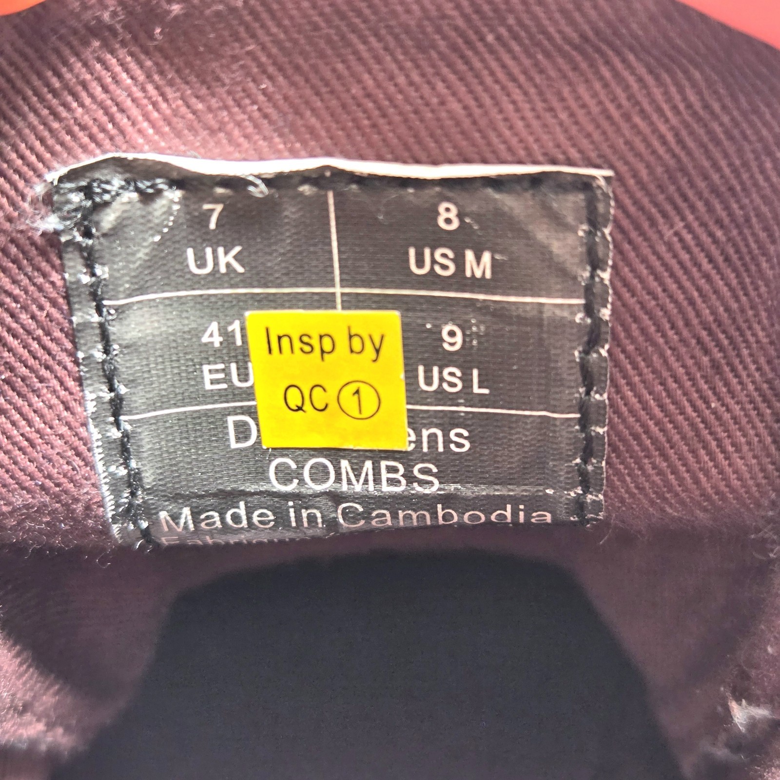 Dr. Martens Combs Tech Burgundy Canvas Combat Boots Mens 8 Womens 9 Mid Rise