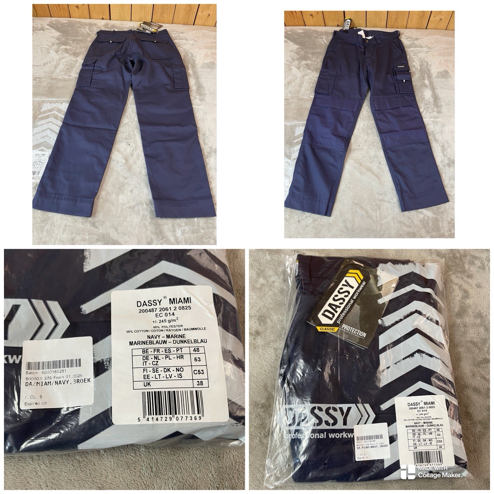 Dassy Miami Work Trousers Pants Knee Pockets 36×32 New With Tags.