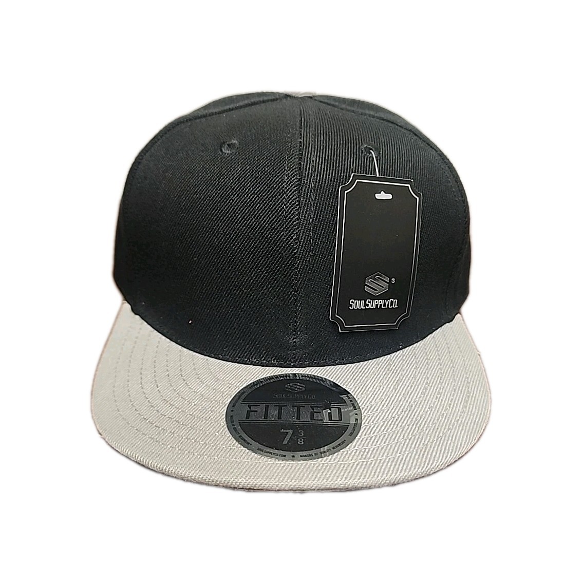 Premium Fitted Flat Bill Baseball Hat Blank Solid Color Structured Cap All Sizes