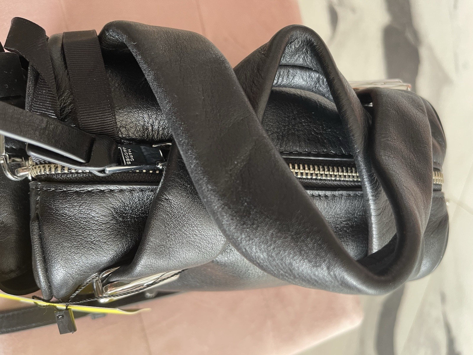 NWT MARC JACOBS Mini Pushlock Black Leather Satchel /Shoulder/Crossbody Bag $550