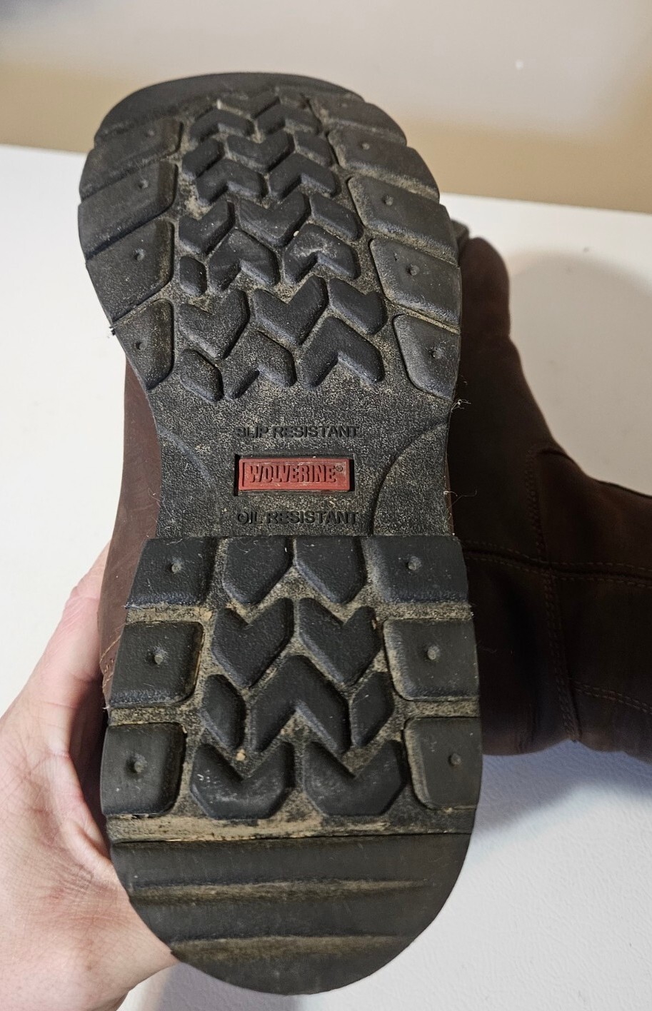 Wolverine Men’s W04727 Wolverine Brown Work Boot Slip Oil Resistant Sz 12 W Nice
