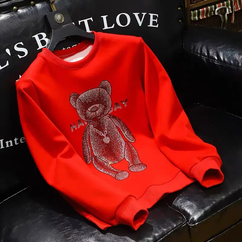 New Men Luxury Diamond Bear Rhinestones Fashion Black High Quality 4 Colors