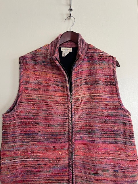 VTG Travel Smith Travel Vest Silk Blend Tapestry Lined Artsy Full Zip Large