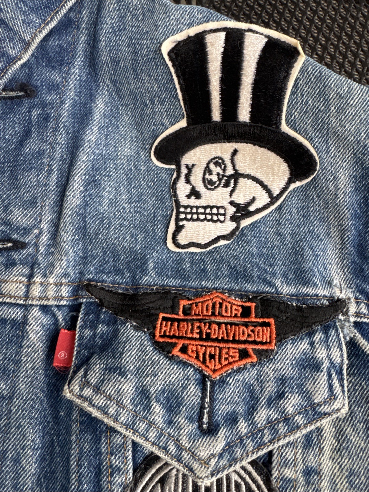Vintage 50s-60’s Levi’s Denim Biker Vest Sleeveless w/Patches