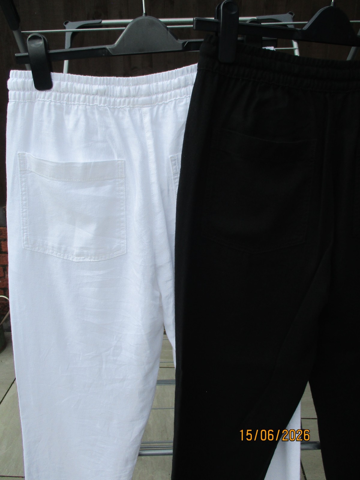2 pairs Matalan linen mix white and black trousers size 12 (big for size) USED