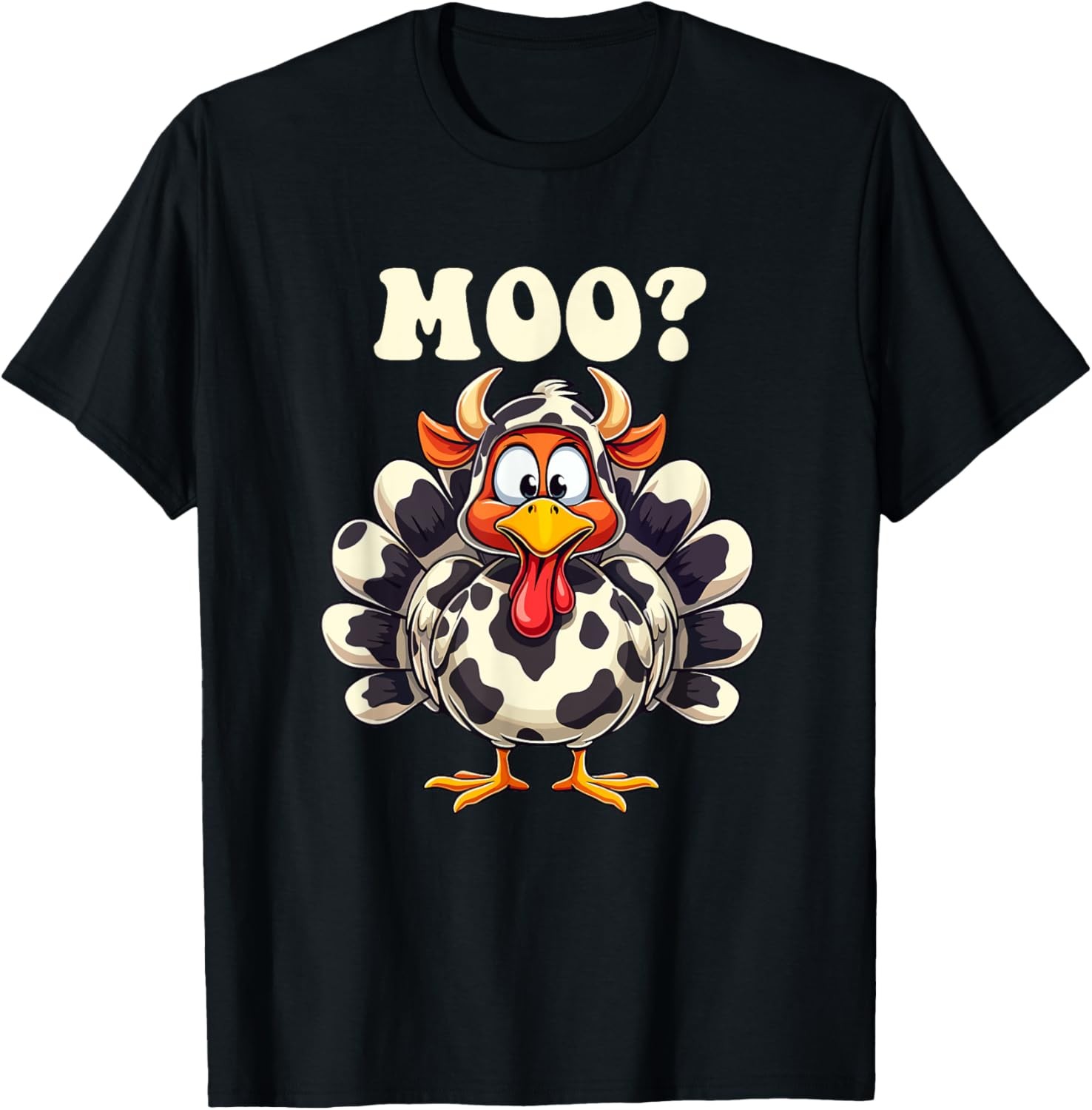 Turkey Moo Funny Thanksgiving Men Women Kids T-Shirt