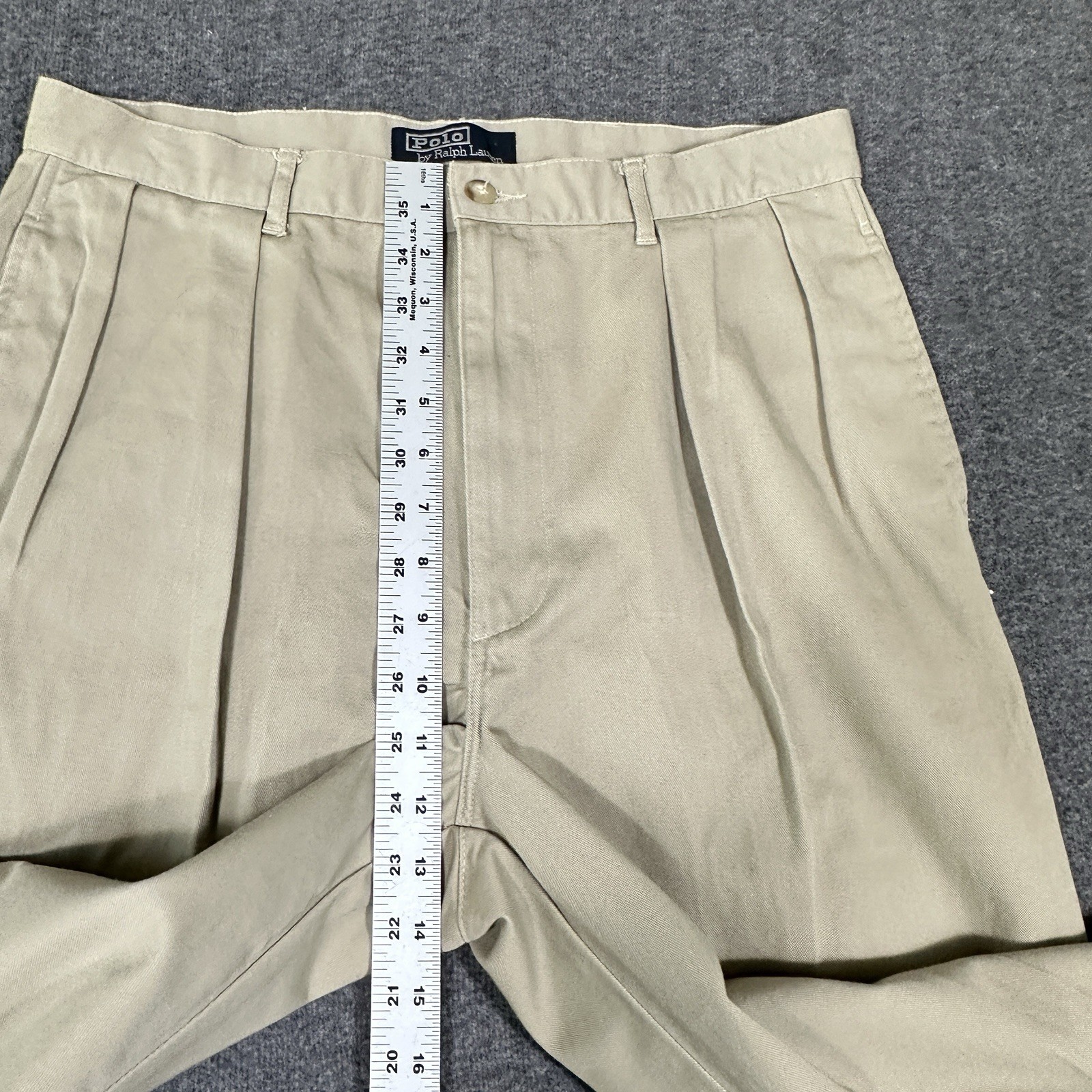 Vtg Polo Ralph Lauren 1967 Chino Pants Mens 34×36 Tall Khaki Tan Cotton Pleated