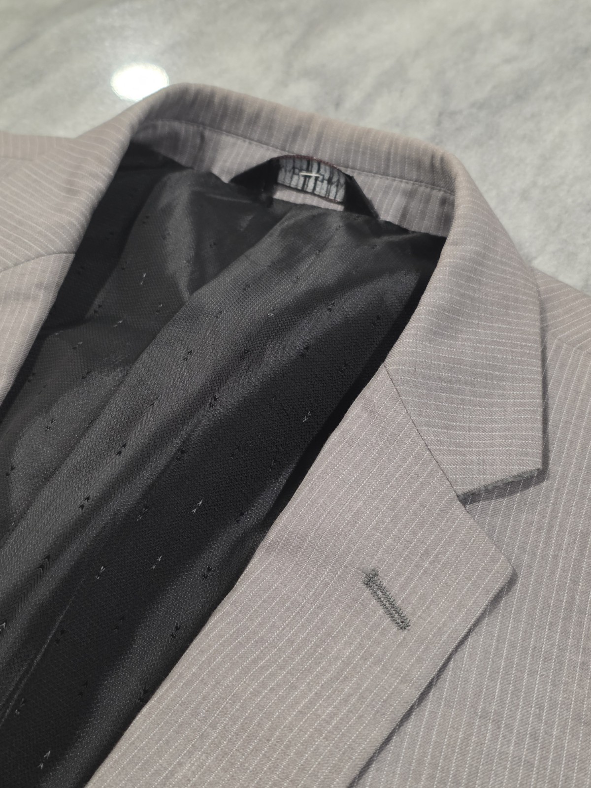 44R Men’s Lineage Blazer Striped Light Gray 2 Button Sport Coat