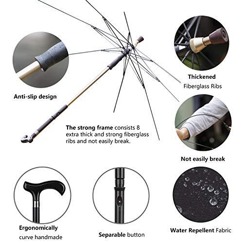 2-in-1 Walking Sticks Umbrella – Windbreak Ribs Walking Cane Assorted Colors