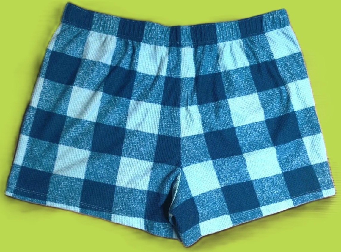 NEW Eddie Bauer Womans Blue Plaid Fleece Sleep Shorts W/ Pockets Size L