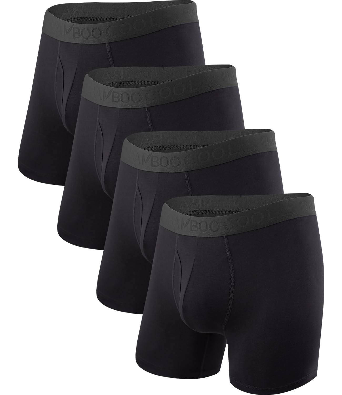 Men’s Bamboo Boxer Briefs 4 Pack – Soft, Breathable Performance Underwear (M)