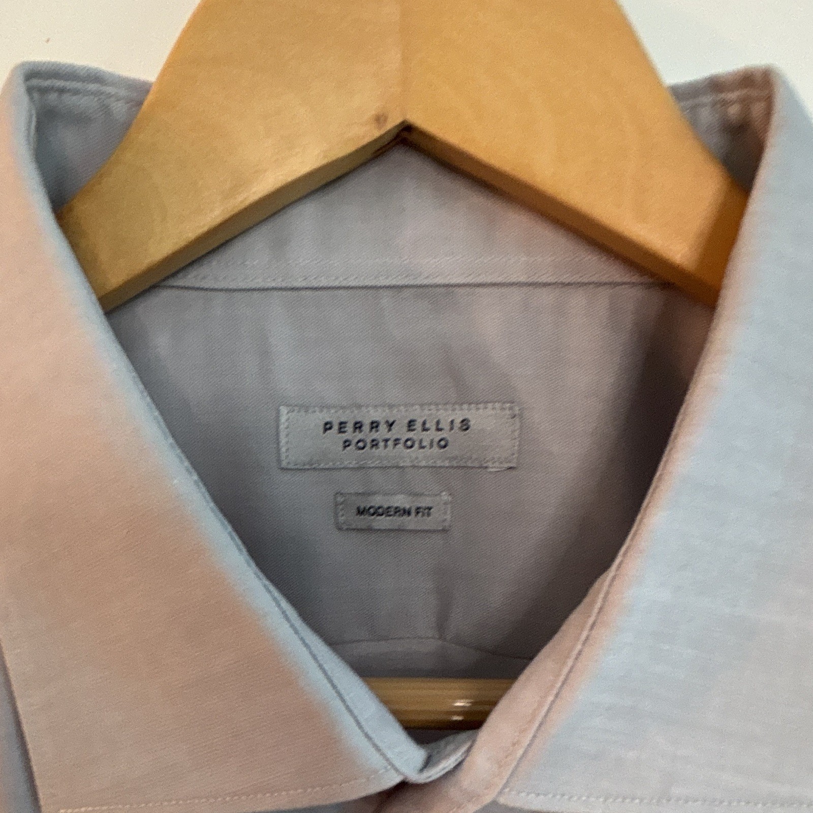 Perry Ellis Portfolio Modern Fit Non-Iron Blue Dress Shirt XL 34/35