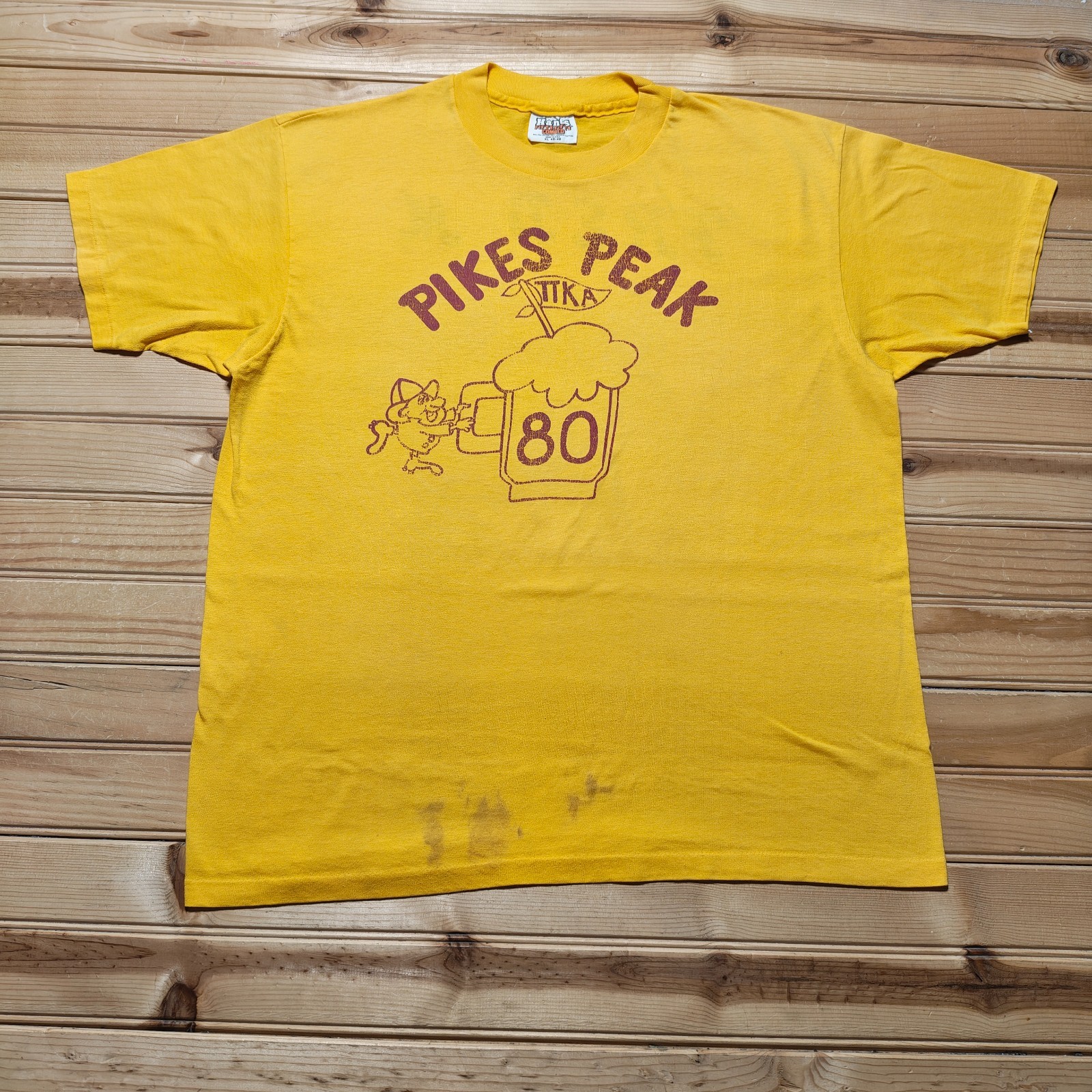 Vintage 80s Hanes Pikes Peak TTKA Beer Mug Alcohol Fred M Graphic T-Shirt USA XL