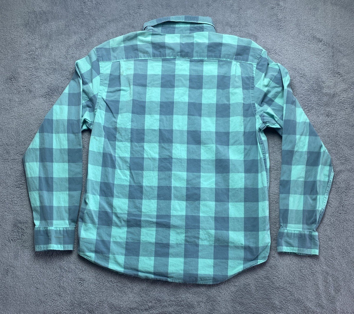 Old Navy Teal/Blue/Green Plaid Button Down Shirt Mens Regular Sz L