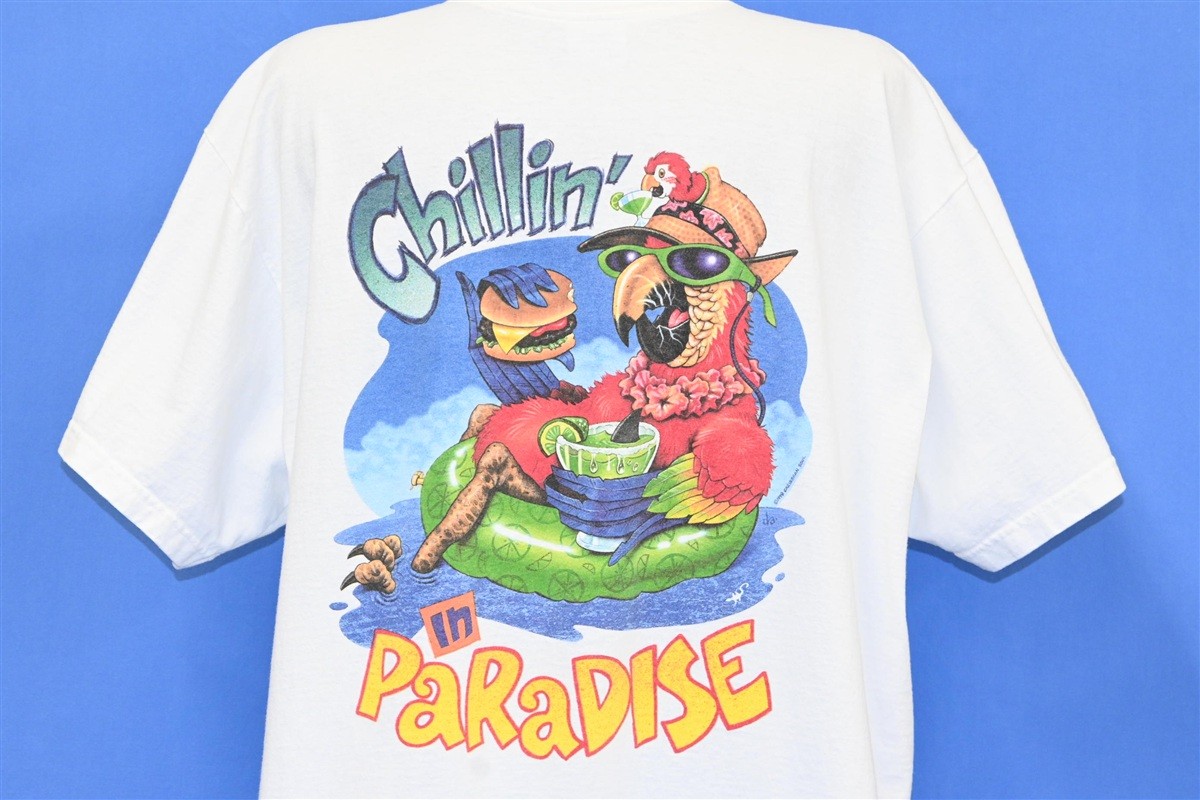 vintage 90s CARIBBEAN SOUL JIMMY BUFFETT CHILLIN IN PARADISE PARROT t-shirt 2XL