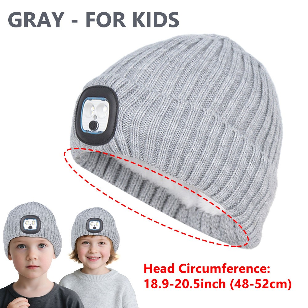 Winter LED Beanie Hat Warm Rechargeable Knit Cap Gift for Men Women Boys Girls