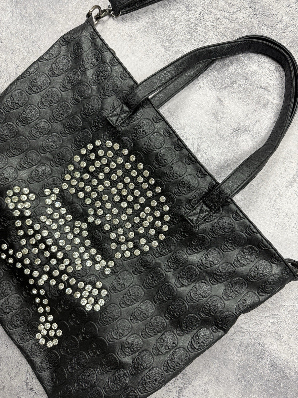 Vintage Avant Garde Skull Bag Rhinestones Y2K Style Punk Gothic Black Rare Hype