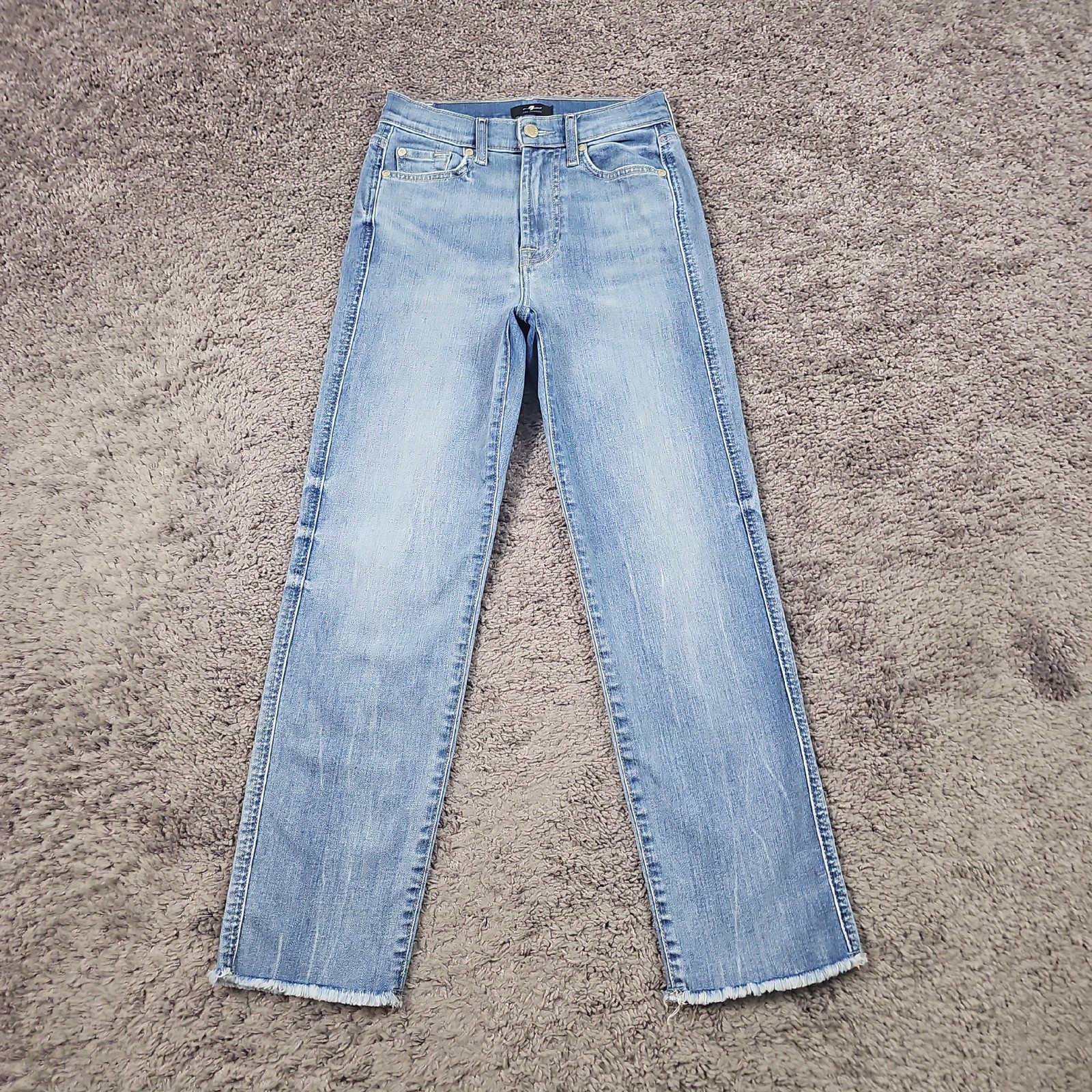 7 For All Mankind Jeans Womens 24 Cropped Straight Light Wash High Rise 23×26
