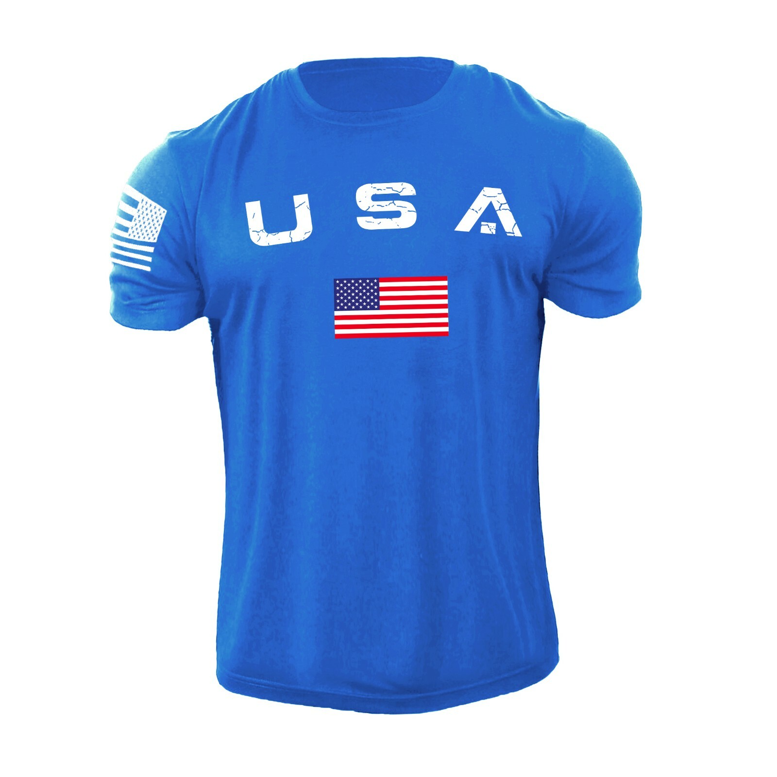 Men’s Casual USA Flag T-Shirt Breathable Light 100% Cotton T-Shirt Size L-6XL US